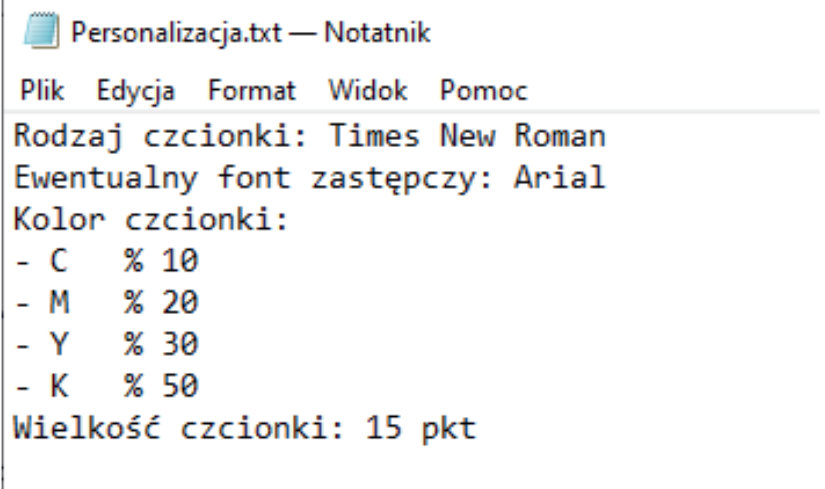 Informacje o druku personalizowanym